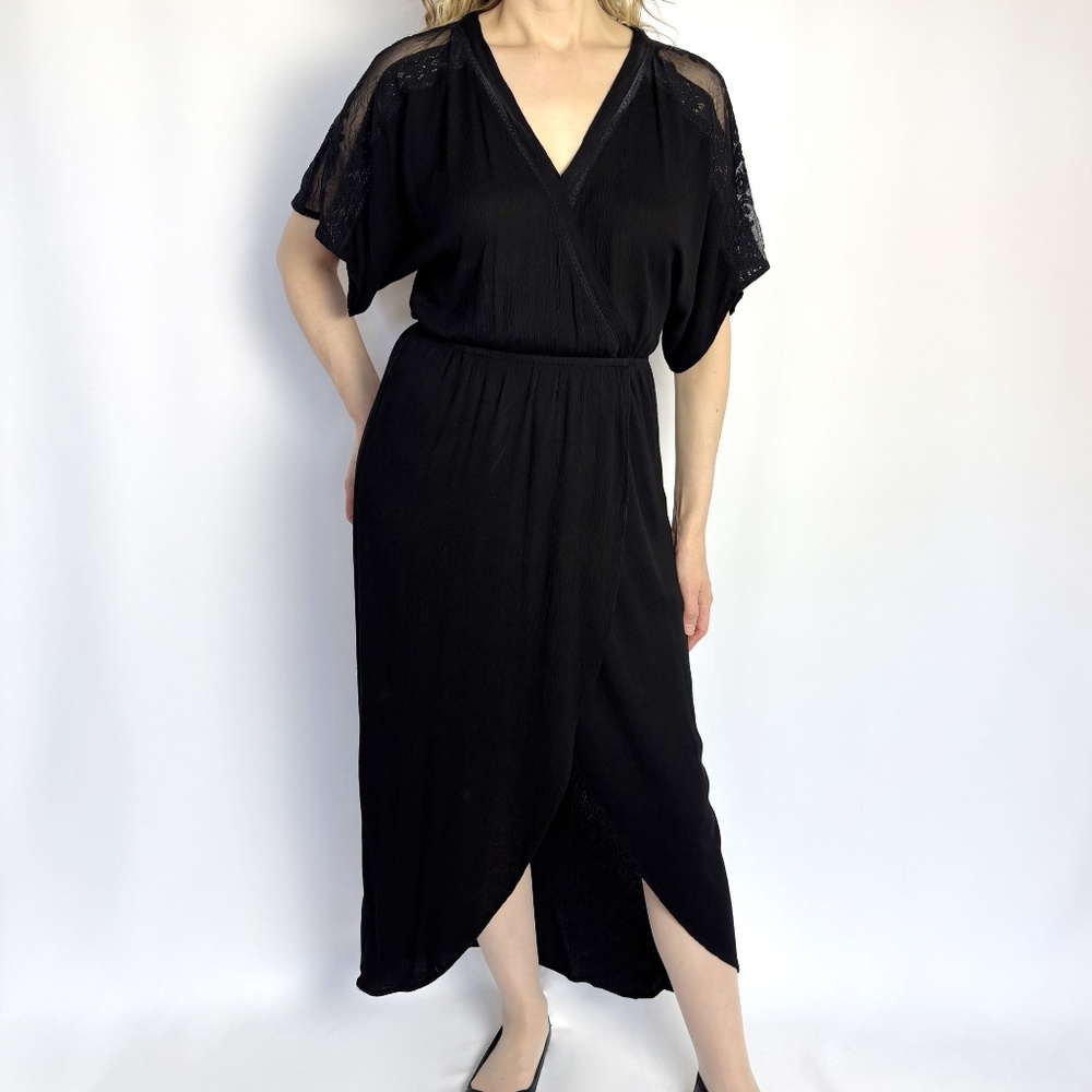 Lovestitch Lace Inset Wrap Front Dress – Medium